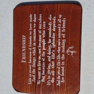 Vintage Wood Friendship Sign Plaque